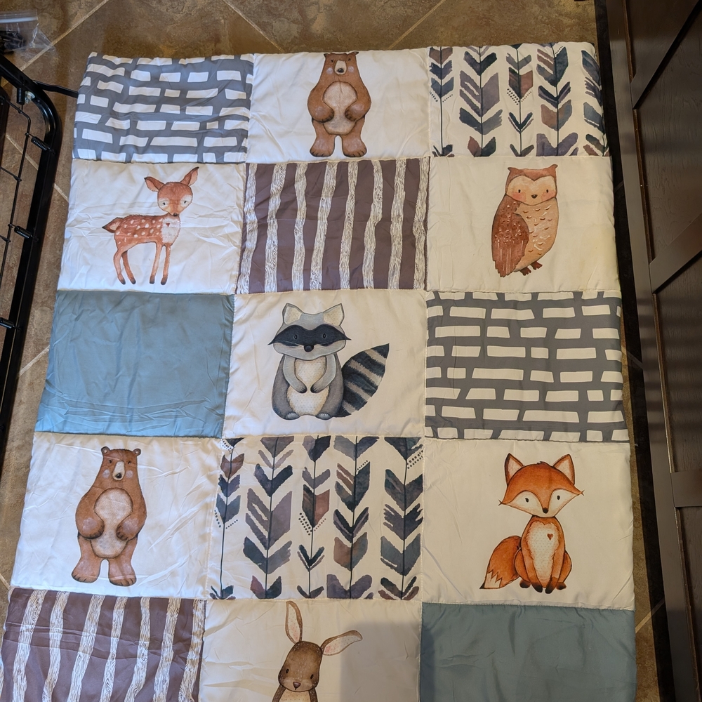 Woodland Friends Crib Size Comforter And Crib Skirt